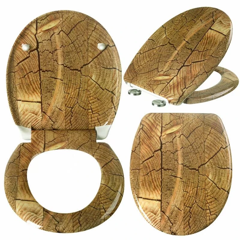 Universal Size Oval/ Round Shape with Wood Grain Pattern Toilet Seat