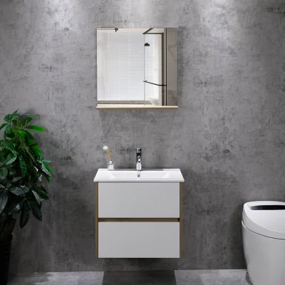 Vanité de salle de bains moderne en mélamine, armoire de salle de bains moderne la moins chère de petite taille