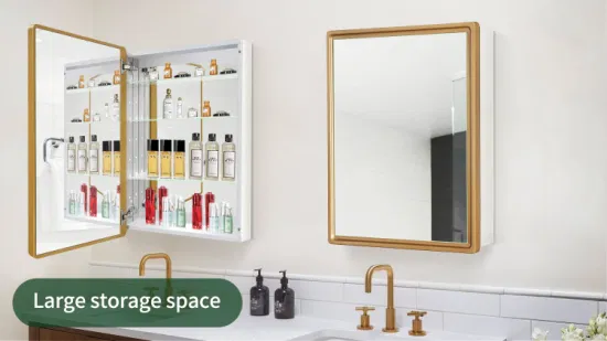 Armoire à pharmacie de salle de bains en aluminium, cadre noir 26 pouces X 16 pouces, encastré ou monté en Surface, peut être installé à gauche ou à droite