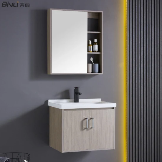 Meubles en bois à bas prix, meuble de salle de bains avec miroir, vanité personnalisée avec lavabo