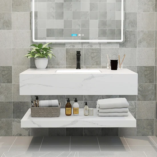 Lavabo en marbre, grande vanité, Surface solide, salle de bains, mur suspendu, pierre artificielle, dessus de vanité en porcelaine, évier